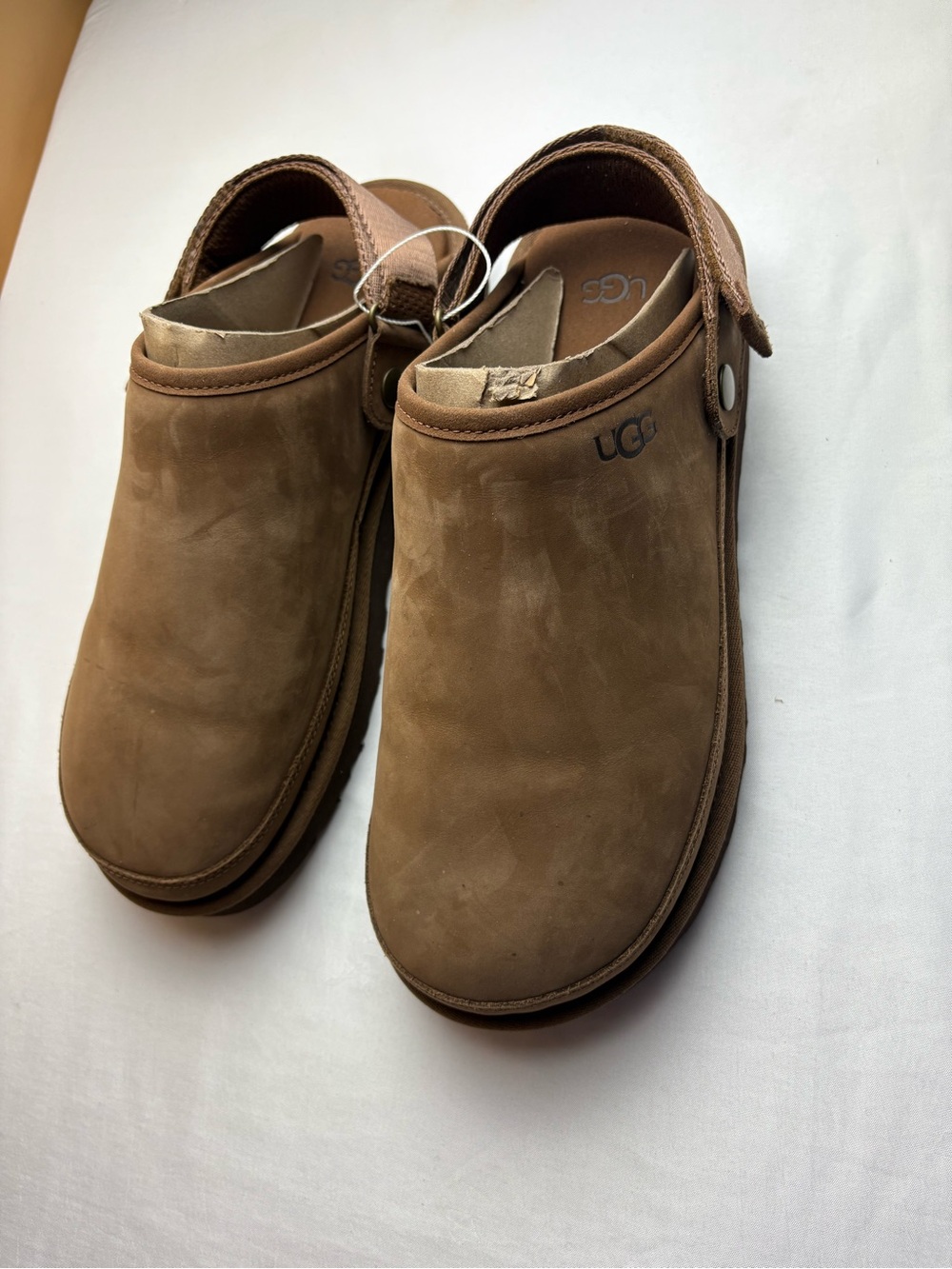 UGG Men’s Chestnut Brown Nubuck Slip-On Clog with Heel Strap